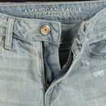 American Eagle  SZ 29 Waist Boy Midi Jean Shorts Mid-Rise Distressed Raw Hem Blue Photo 7