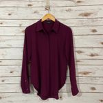 Theory  Sunaya Urban Crepe Shirt - Merlot - Small Photo 9