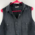 ST MICHAEL from MARKS & SPENCER 100% Linen Tank Size UK 20 EUR 50 Button Down Black Photo 5