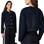 J.Crew  Tweed Wool Blend Bomber Lady Jacket Navy Gold Button Size 20 Photo 1