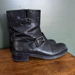 Tory Burch  Short Black Leather Buckle Boots Size 7 Zipper Luxury Moto Designer Photo 0