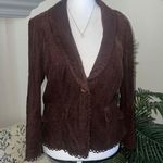 Y2k gems Vintage La Belle Dark Velvety Brown Corduroy Eyelet Blazer Jacket Size L Photo 0