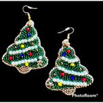 Handmade Caribbean Christmas Tree Earrings  Beaded Ornaments Island Vacat… Photo 3
