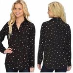 Kensie Black Button Down Shirt Yellow Hearts Print Plus Size XL Photo 1