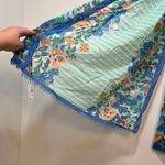 Talbots  Scarf NWT $59 Stripe Floral Green Cotton Accessory Outerwear Lightweight Photo 1