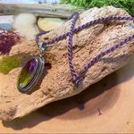Handmade Bi-Color Tourmaline pendant on purple silk cord Photo 2