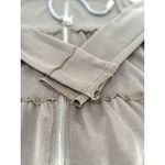 PaperMoon Womens Small Tiered Ruffled Zip Up Hooded Drawstring Top Brown Jacket Photo 5