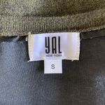 YAL New York Sweater Small Green Faux Leather Pullover Edgy Streetwear Photo 4