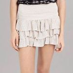 Maje Tiered Ruffle Sparkle Natural Metallic Crochet Mini Skirt, Size 3 Photo 1
