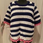 Kate Spade  Bauble Short Sleeve Sweater (Sz XXL) Apricot Cream Crochet Stripes Photo 1