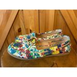 Disney  Hidden Mickey Minnie Tropical Flower Colorful Loafer Canvas Shoe US 8 Photo 2