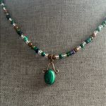 Handmade  Malachite + Hematite Beaded Necklace with Malachite Pendant 💚 Photo 2