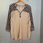 Gentle Fawn NWT‎  Solitude Cream and Black Relaxed Buttoned Blouse Boho Photo 1