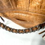 B Makowsky Brown Crocodile Patterned Leather Satchel Purse Photo 7