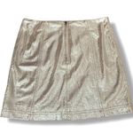 Free People NWT  Vegan Suede Metallic Silver Shimmer Mini Skirt Women's Size 12 Photo 3
