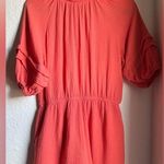Knox Rose NWOT  Pink Gauze Short Sleeve V-Neck Tassel Romper Photo 2