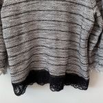 Chico's Chico’s Fringe Lace Wool Blend Cardigan Jacket Size 2 L Black & White Office Photo 10