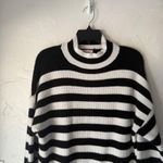 Philosophy Striped Mock Neck Knit Sweater Black White Oversized Medium M Photo 1