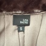 Lisa Bayne Chocolate Brown Crushed Velvet Button Up Tunic Top Photo 2