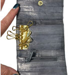 Vintage Eel Skin Grey Gold Hardware Key Case Coin Purse Gray Photo 0