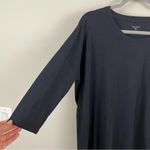 Garnet Hill Garnet‎ Hill Oversized Organic Cotton Relaxed Blouse Ruffle Slits Black Size S Photo 2
