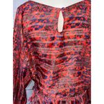 Free People  Small Blouse Paisley Metallic Stripe Shirt Boho‎ Hippie Peplum Photo 8