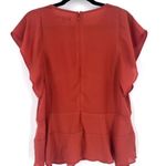 Stella & Dot  Women's Crew Neck Back Zip Peplum Ruffle Blouse‎ Orange Size Medium Photo 3