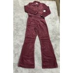 Free People NWT $178  Jayde Cord Flare Jumpsuit Wine L Cottagecore Western‎ Retro Photo 4