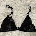 Black Fleur Du Mal Luxe Silk Cotton Poly Triangle Bra XS Stars Photo 0