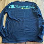 Champion  Long Sleeve Shirt Medium Black Neon Logo Photo 5