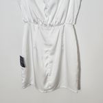 Lulus  White Sleeveless Mini Satin Blouson Dress NWT Size Small White Mini Dress Photo 6