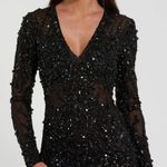 Mac Duggal   10976 Black Long Sleeve Sheer Embellished Mini Dress Photo 2