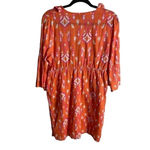 Mud Pie  Bag Lady Size Medium Linen Dress Orange Pink Sinched Waist Beachy Costal Photo 6