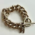 Victoria's Secret Angel Wings Gold Rhinestone Charm Toggle Link Bracelet Photo 2