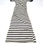 Ganni Striped Soft Cotton Rib Short Sleeve Dress Small Photo 3