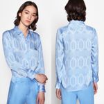 Equipment  Leema Blue Button Down Blouse Photo 1