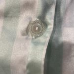 Dior Vintage Christian  Women Satin Striped Pajama Top Mint Green Button Up Large Photo 4