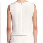 Alice + Olivia Eryn Check Jacquard Textured Knit White Exposed Zip Crop Top Photo 1