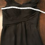 Elegant Black Chiffon Off the Shoulder Gown with Ruched Bodice and Fishtail Hem Size L Photo 5