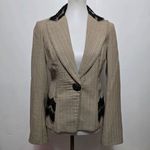 Yoana Baraschi Blazer Jacket Size 4 Striped Lace Trim Career Business Photo 1