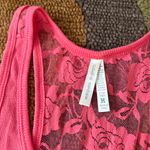 Coral Pink y2k Lace Back Ribbed Racerback Tank Top Junior’s Size Medium Photo 1