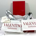 Valentino Garavani  VLOGO Signature Metallic Silver Leather Ballet Flats 36.5 NEW Photo 1