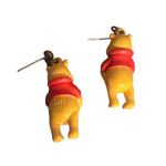 Vintage AAI Winnie The Pooh Dangle Earrings Plastic Disney Bear Estate 1.25" Red Photo 2