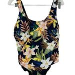 H&M Tropical Floral One Piece Swim Suit Size Large Scoop Neck Flattering Photo 0