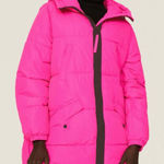 OOF Pink Puffer Coat Hooded Neon Ski Snowboard Puffy Coat Bright Neon IT46 10 Photo 0