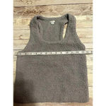 Aerie  Cropped Sherpa Sleeveless Tank Size Small Gray Fuzzy Top Photo 3