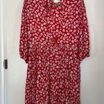 Anthropologie Rue Stiic Red White Ditsy Floral Daisy Long Sleeve Mini Dress S Photo 1