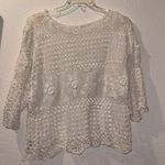 Hand made Vintage Cream Crochet Floral Top XL boho cottagecore farmhouse Photo 3