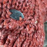 American Eagle Red/Orange Crochet Knit Sweater Women's Open Weave Boat Neck 3/4 Sleeve Photo 4