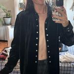 Vintage Black velvet pearl snap shirt Size L Photo 0